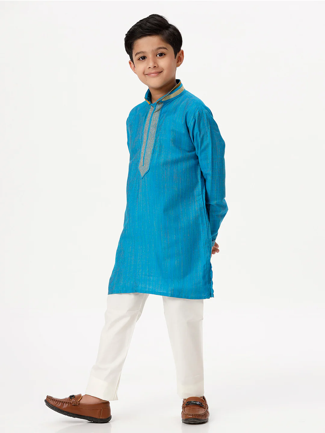 Boys Emerald Sky Blue Kurta with Pyjama Pant Combo EMD2 - Image 3