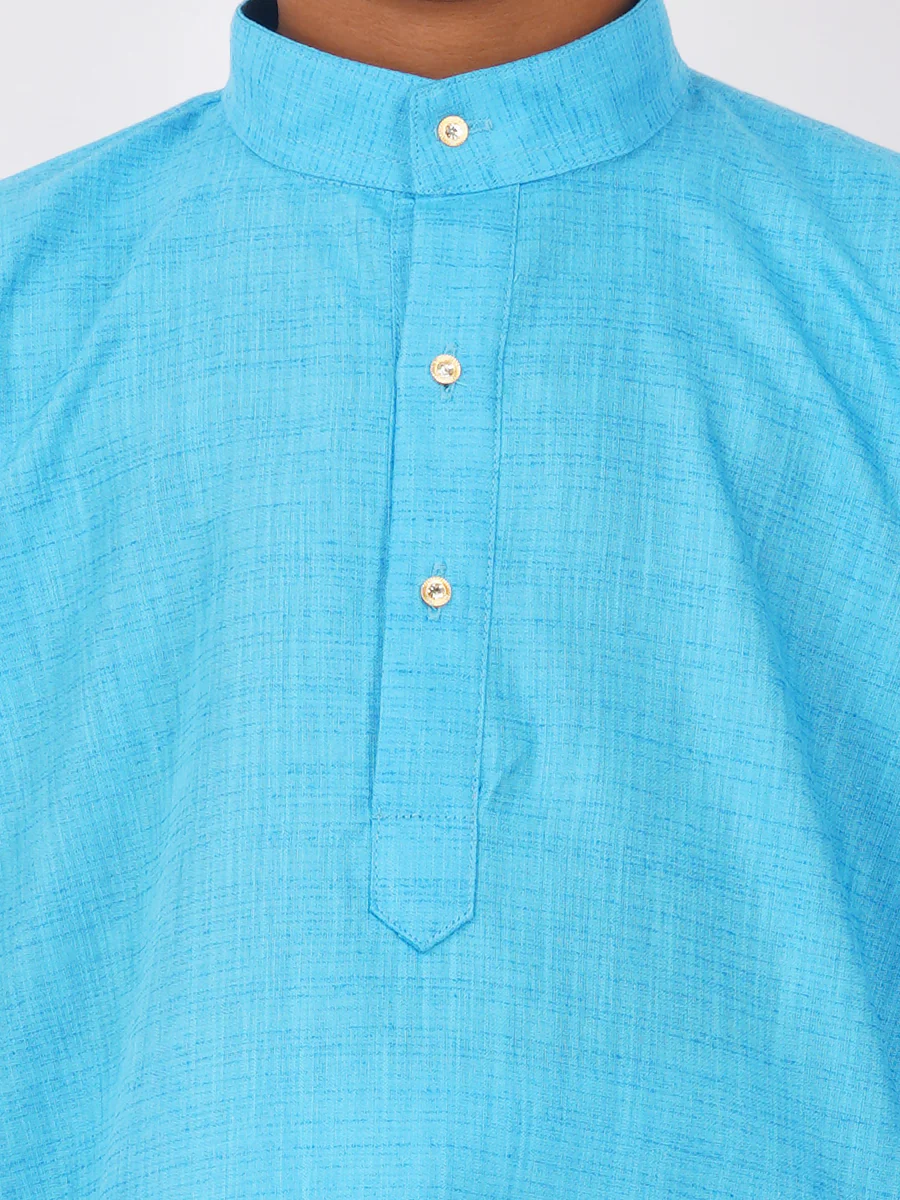 Boys Fantastic Kurta & White Dhoti Set Blue FS4 - Image 5