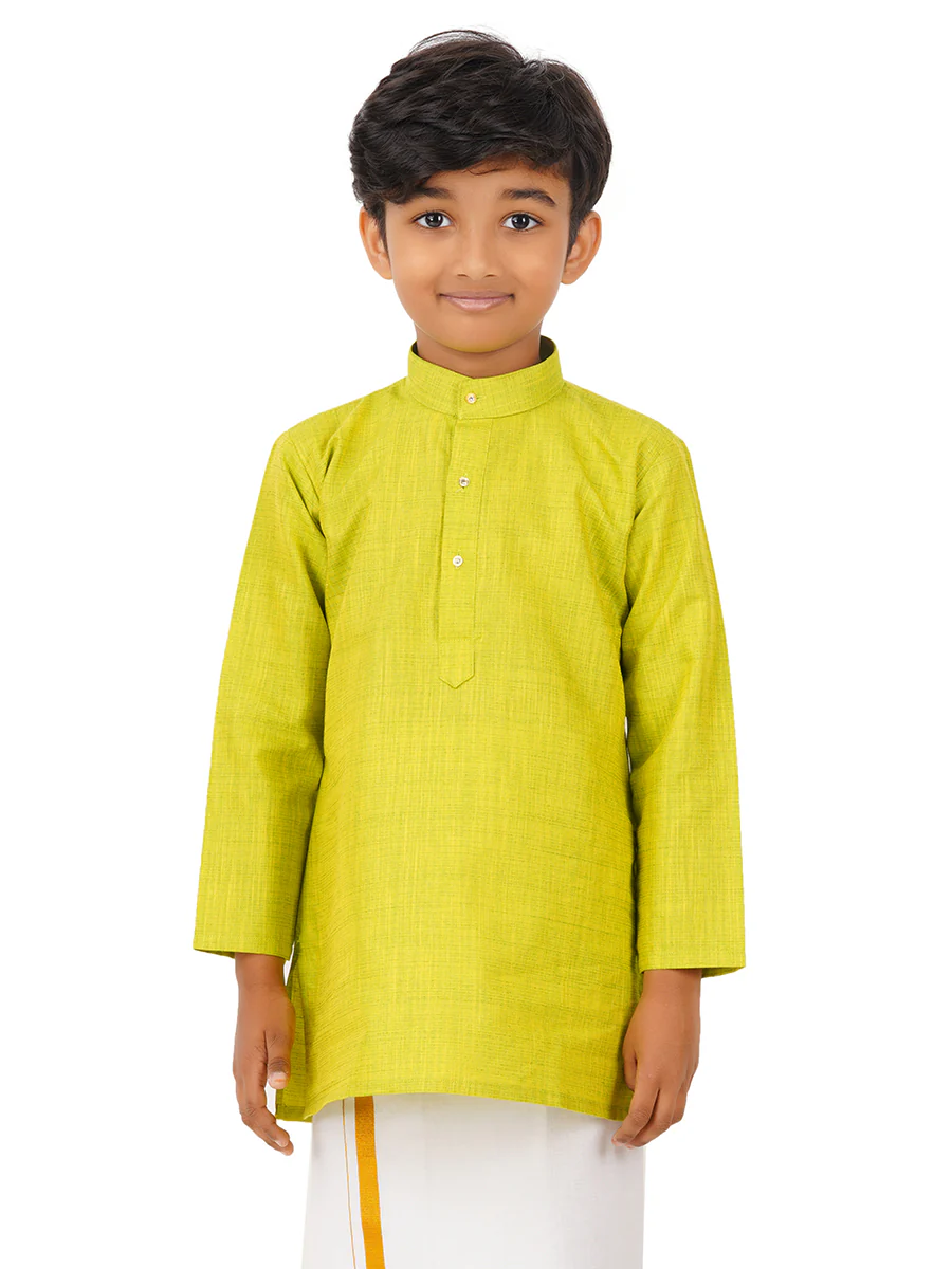Boys Fantastic Kurta & White Dhoti Set Green FS2 - Image 3