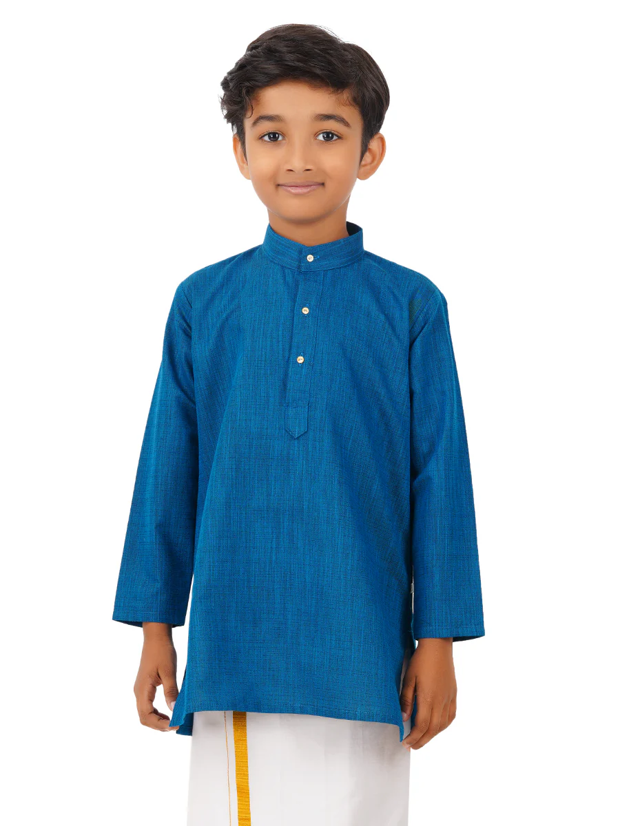 Boys Fantastic Kurta & White Dhoti Set Navy FS8 - Image 2