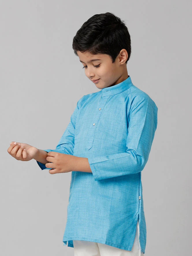 Boys Fantastic Kurtha Full Sleeves Blue FS4 - Image 4