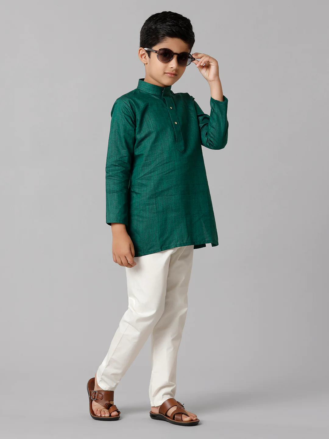 Boys Fantastic Kurtha Full Sleeves Green FS5 - Image 5