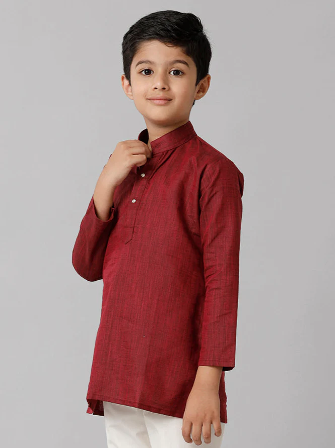 Boys Fantastic Kurtha Full Sleeves Maroon FS7 - Image 2