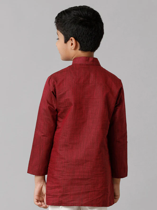 Boys Fantastic Kurtha Full Sleeves Maroon FS7 - Image 4