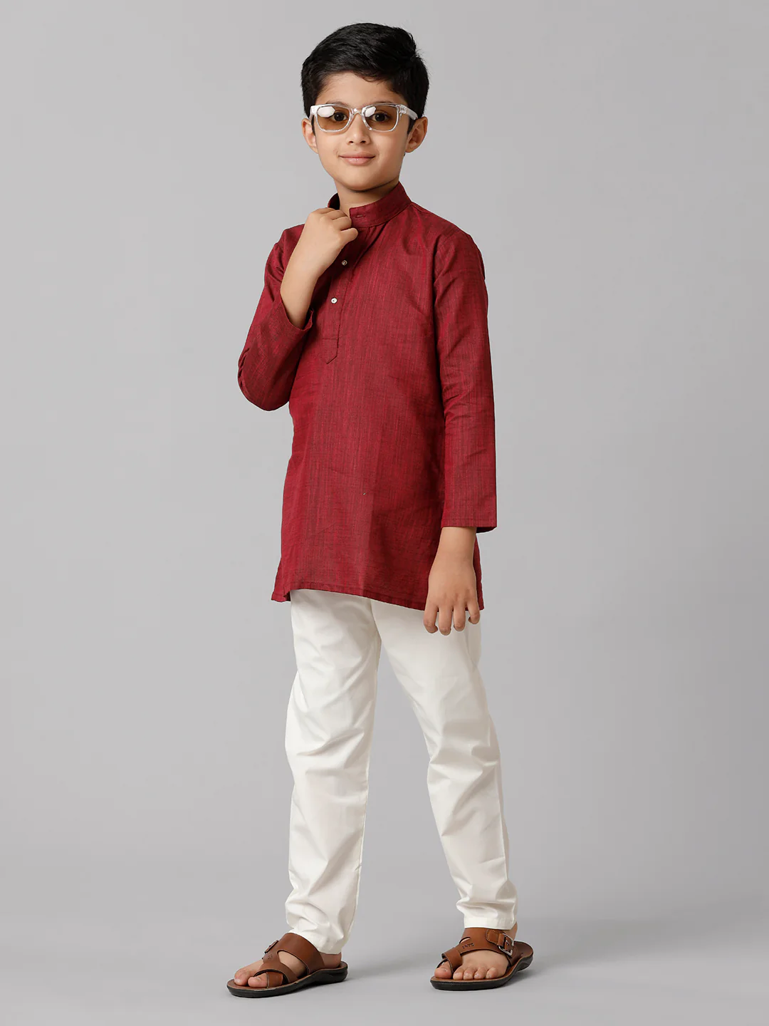Boys Fantastic Kurtha Full Sleeves Maroon FS7 - Image 5