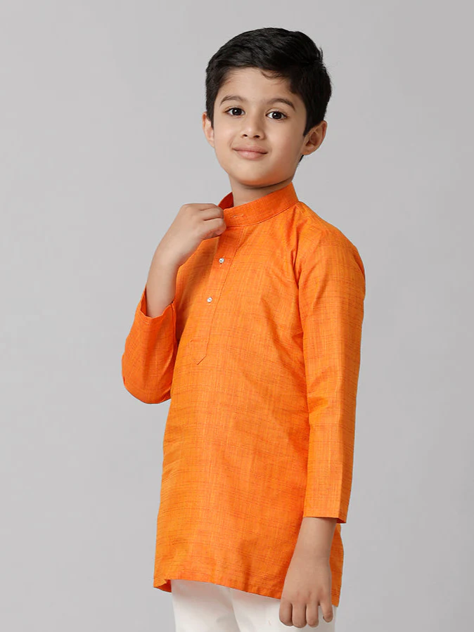 Boys Fantastic Kurtha Full Sleeves Orange FS3 - Image 4