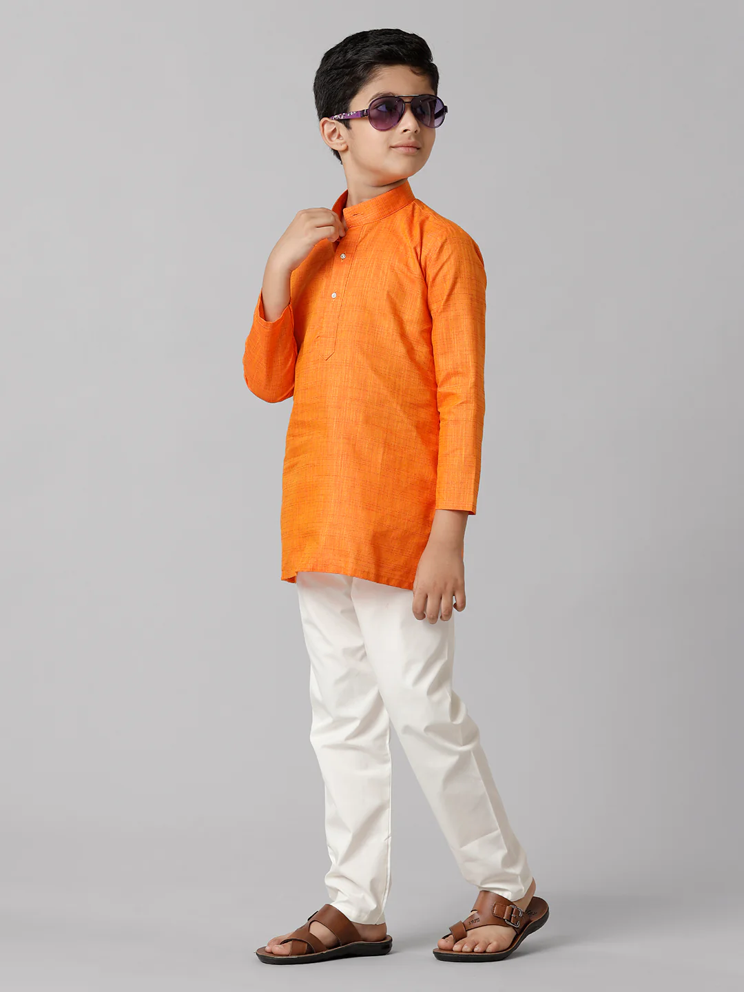 Boys Fantastic Kurtha Full Sleeves Orange FS3 - Image 5