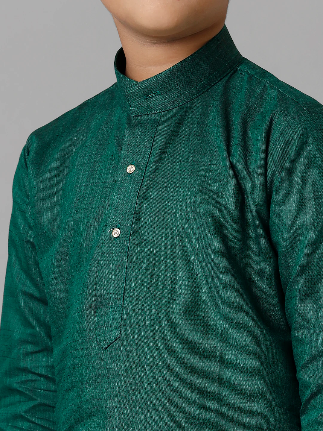 Boys Full Sleeves Dark Green Kurta with Cream Pyjama Pant Combo FS5 - Image 5