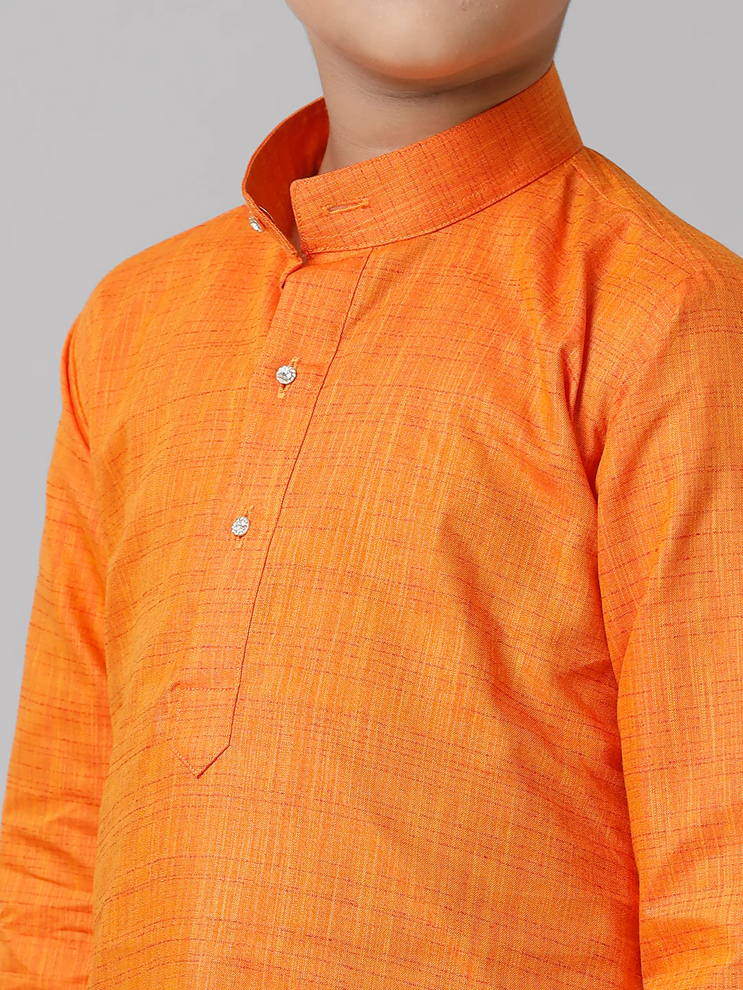 Boys Full Sleeves Orange Kurta with Cream Pyjama Pant Combo FS3 - Image 5