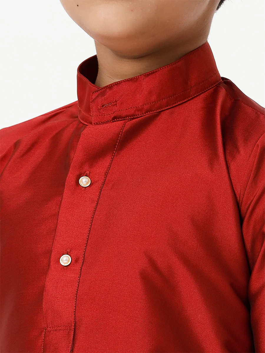 Boys Full Sleeves Red Shiny Kurta K8 - Image 5
