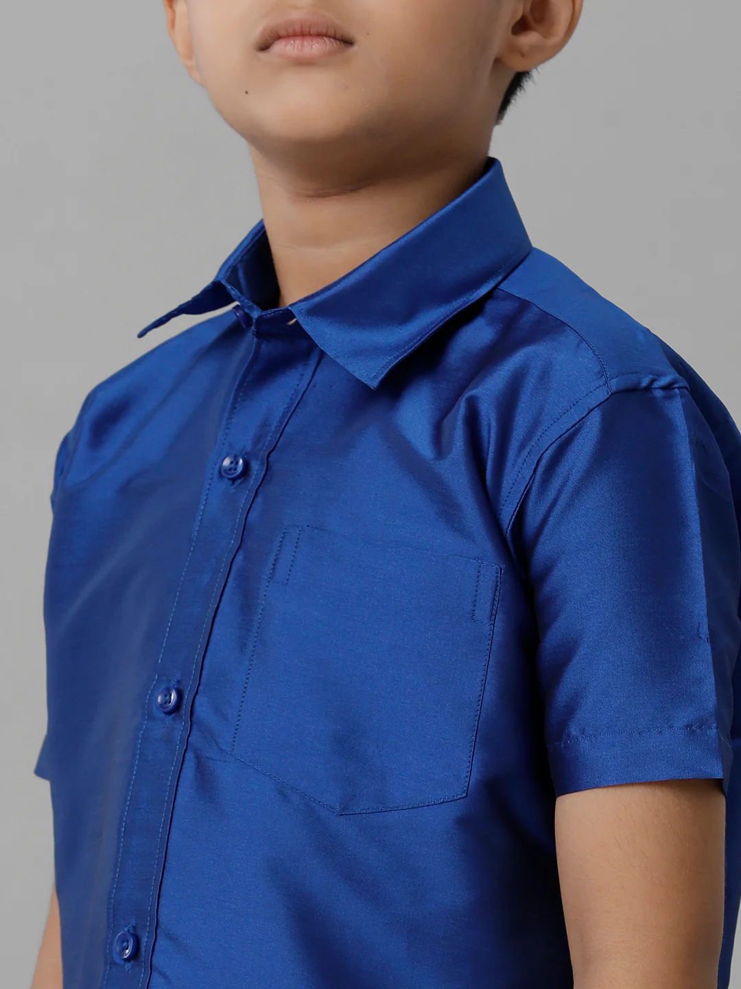 Boys Light Blue Half Sleeves Shirt with Cream Dhoti Combo K5 - Image 5