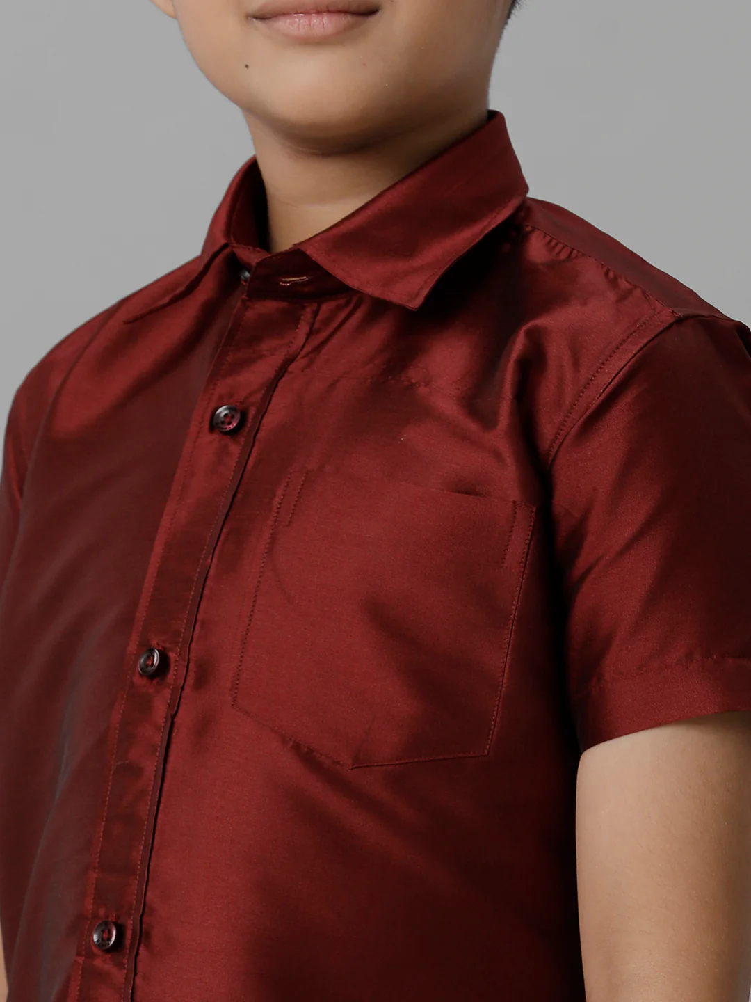 Boys Maroon Half Sleeves Shirt with Cream Dhoti Combo K7 - Image 5