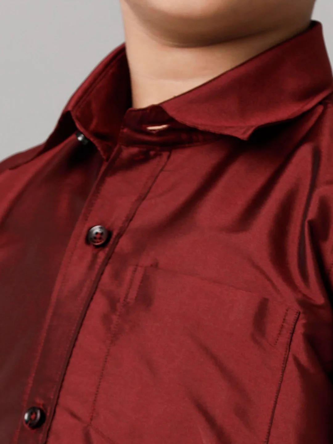 Boys Maroon Half Sleeves Shirt with White Dhoti Combo K7 - Image 5