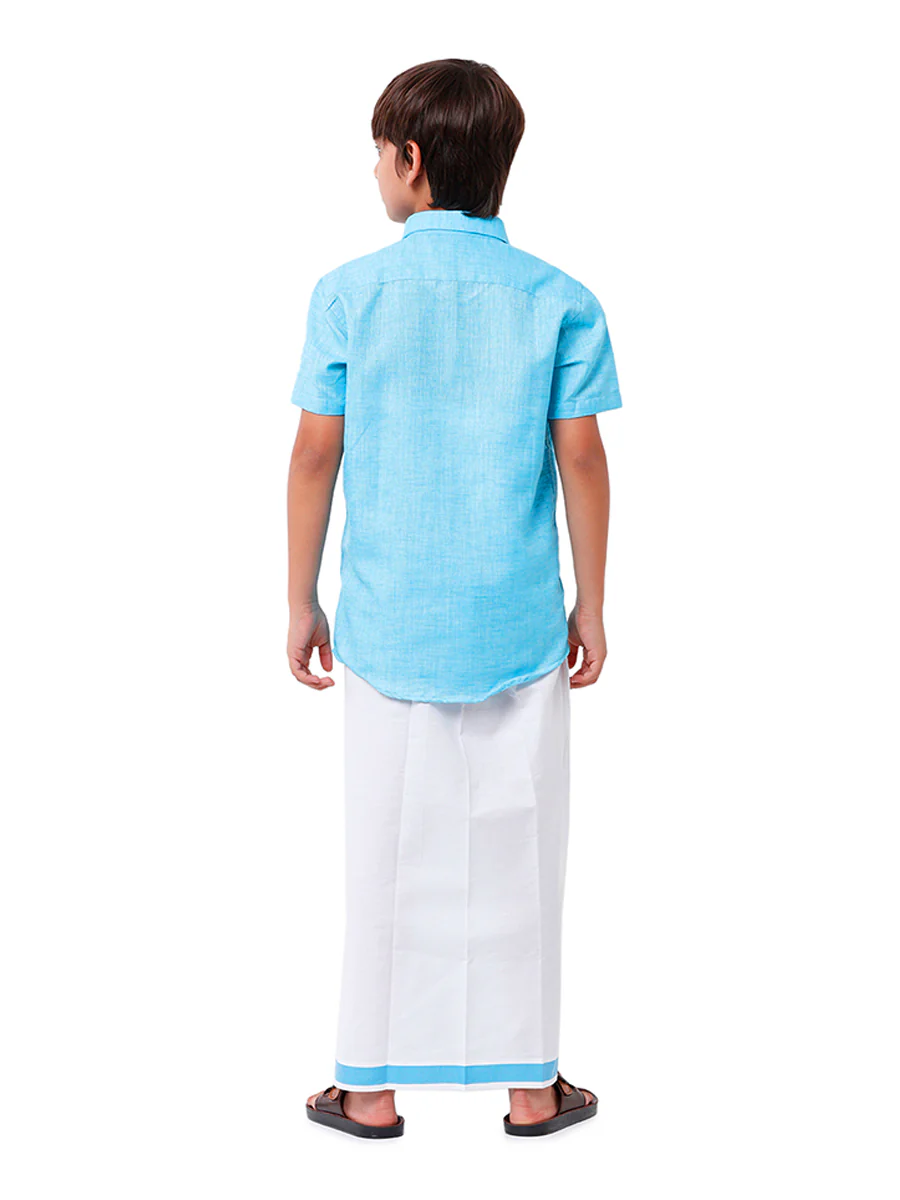 Boys Matching Dhoti & Shirt Combo Blue C11 - Image 4