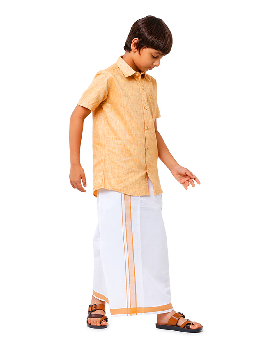 Boys Matching Dhoti & Shirt Combo Mustard C1 - Image 3