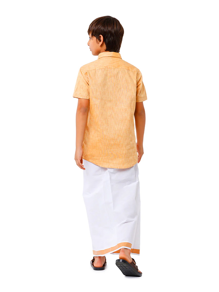 Boys Matching Dhoti & Shirt Combo Mustard C1 - Image 4