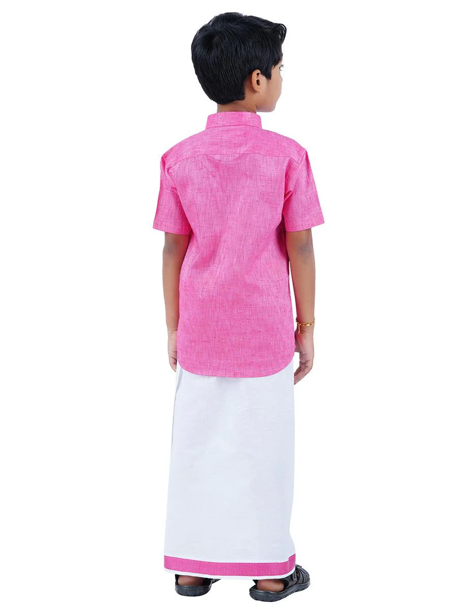 Boys Matching Dhoti & Shirt Combo Pink C34 - Image 3