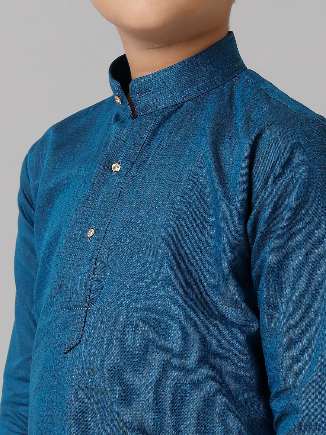 Boys Navy Kurta with Cream Elastic Panchakacham Towel Set FS8 - Image 5
