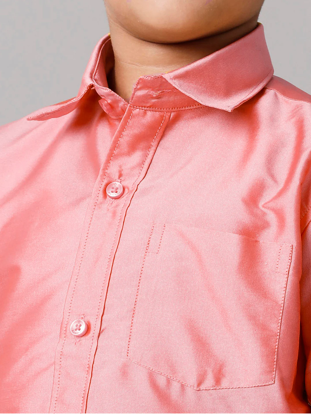 Boys Pink Half Sleeves Shirt with White Dhoti Combo K45 - Image 4