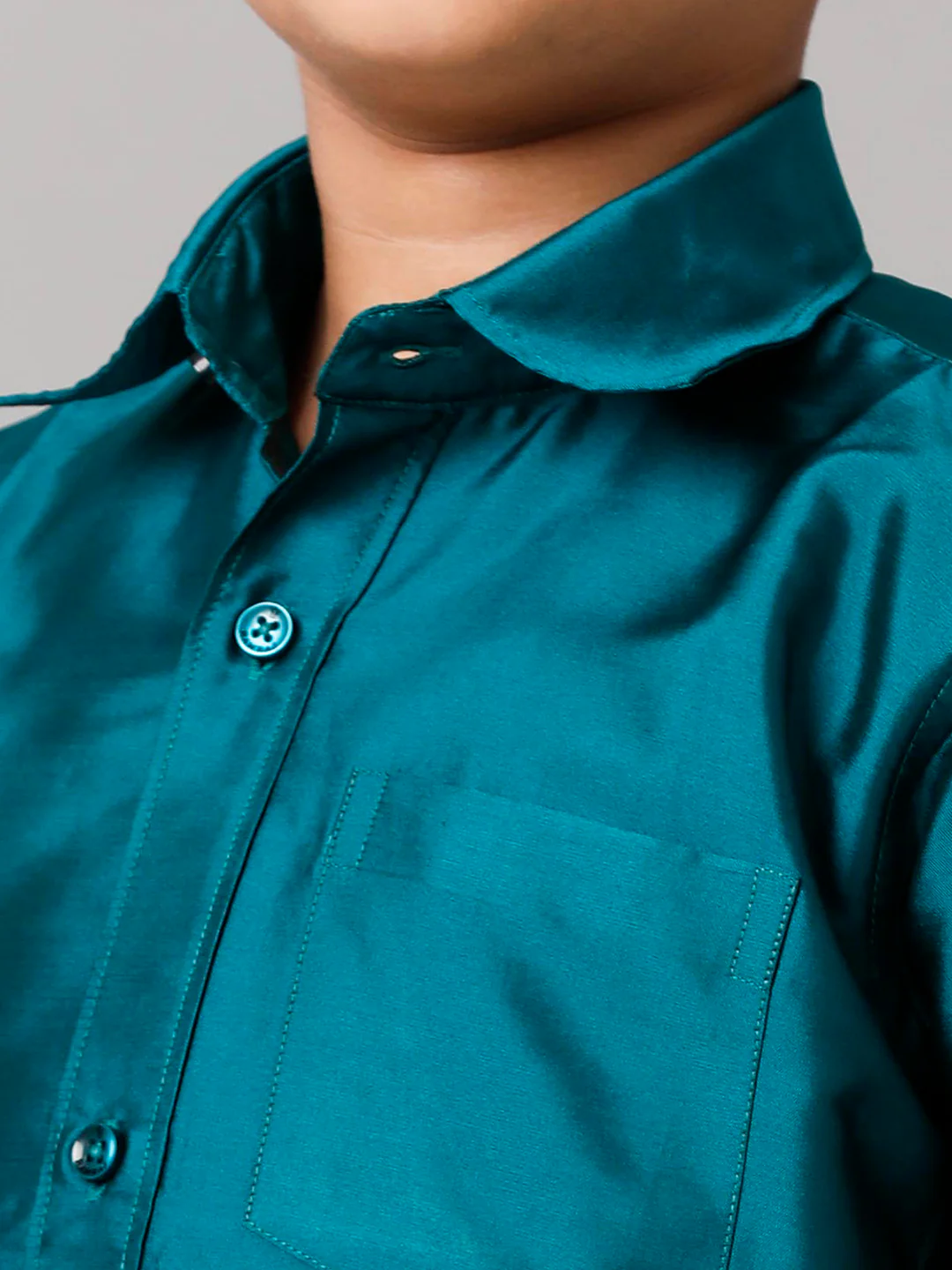 Boys Ramar Green Half Sleeves Shirt with White Dhoti Combo K3 - Image 5