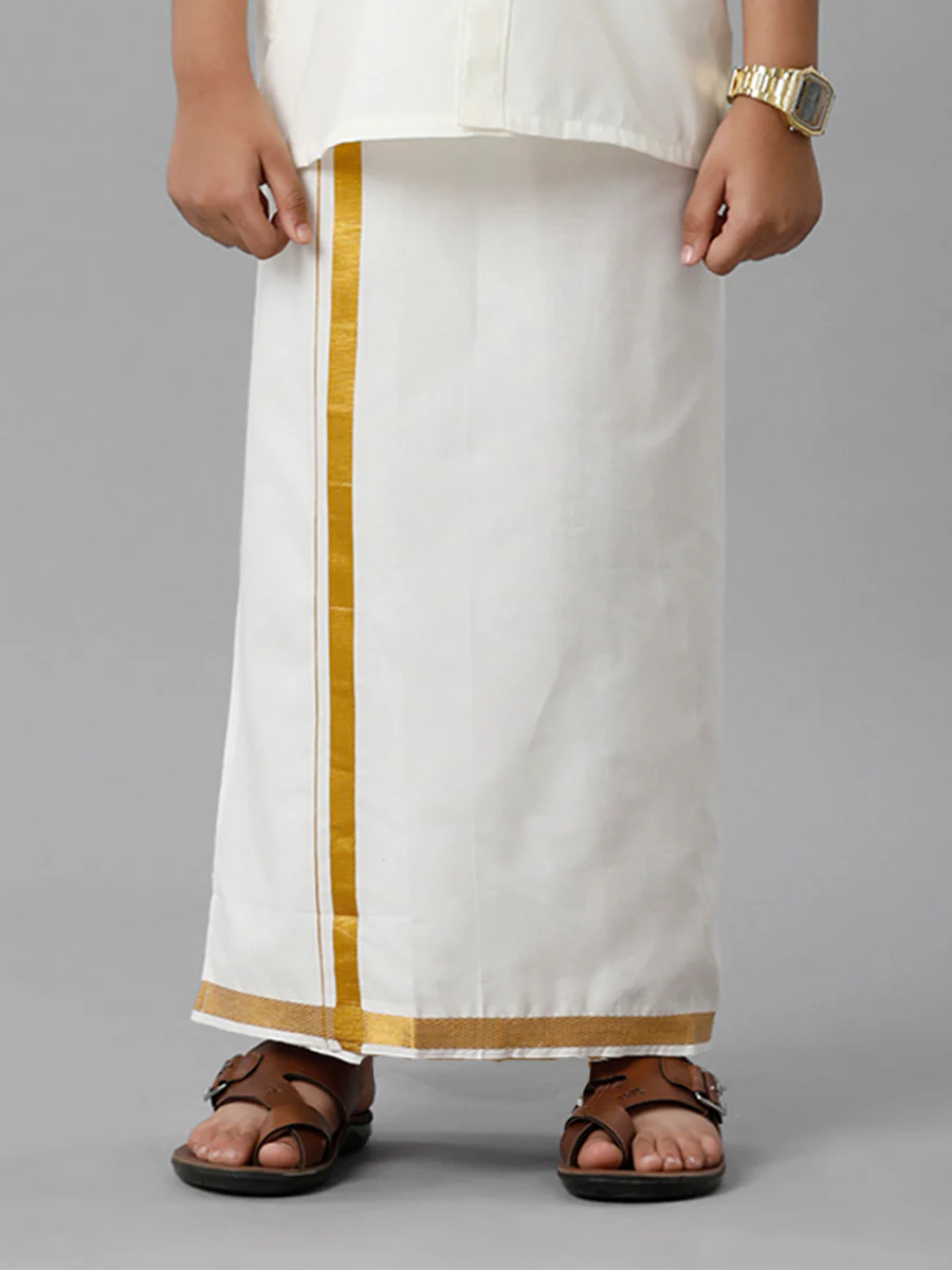 Boys Readymade Double Layer Cream Dhoti - Image 3