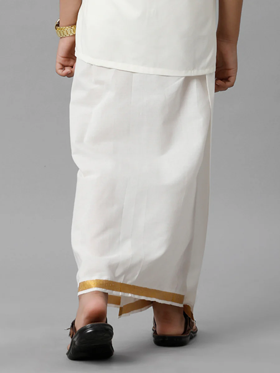 Boys Readymade Double Layer Cream Dhoti - Image 4