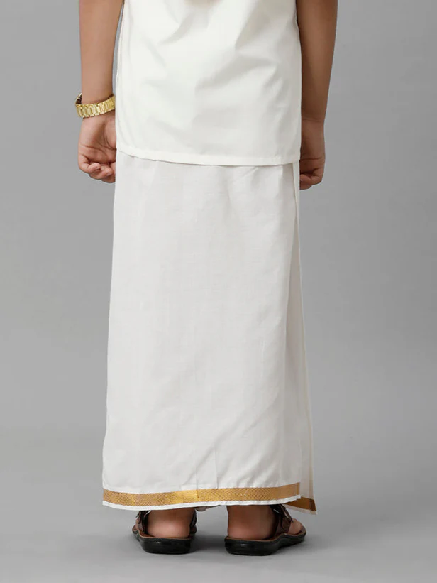 Boys Readymade Single Layer Cream Dhoti - Image 3