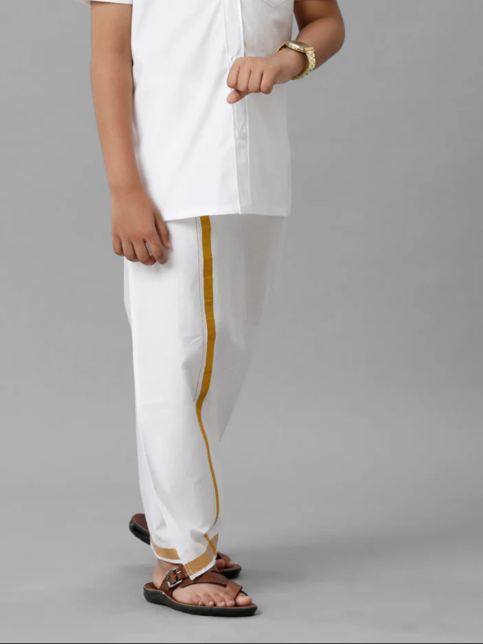 Boys Readymade Single Layer White Dhoti - Image 3