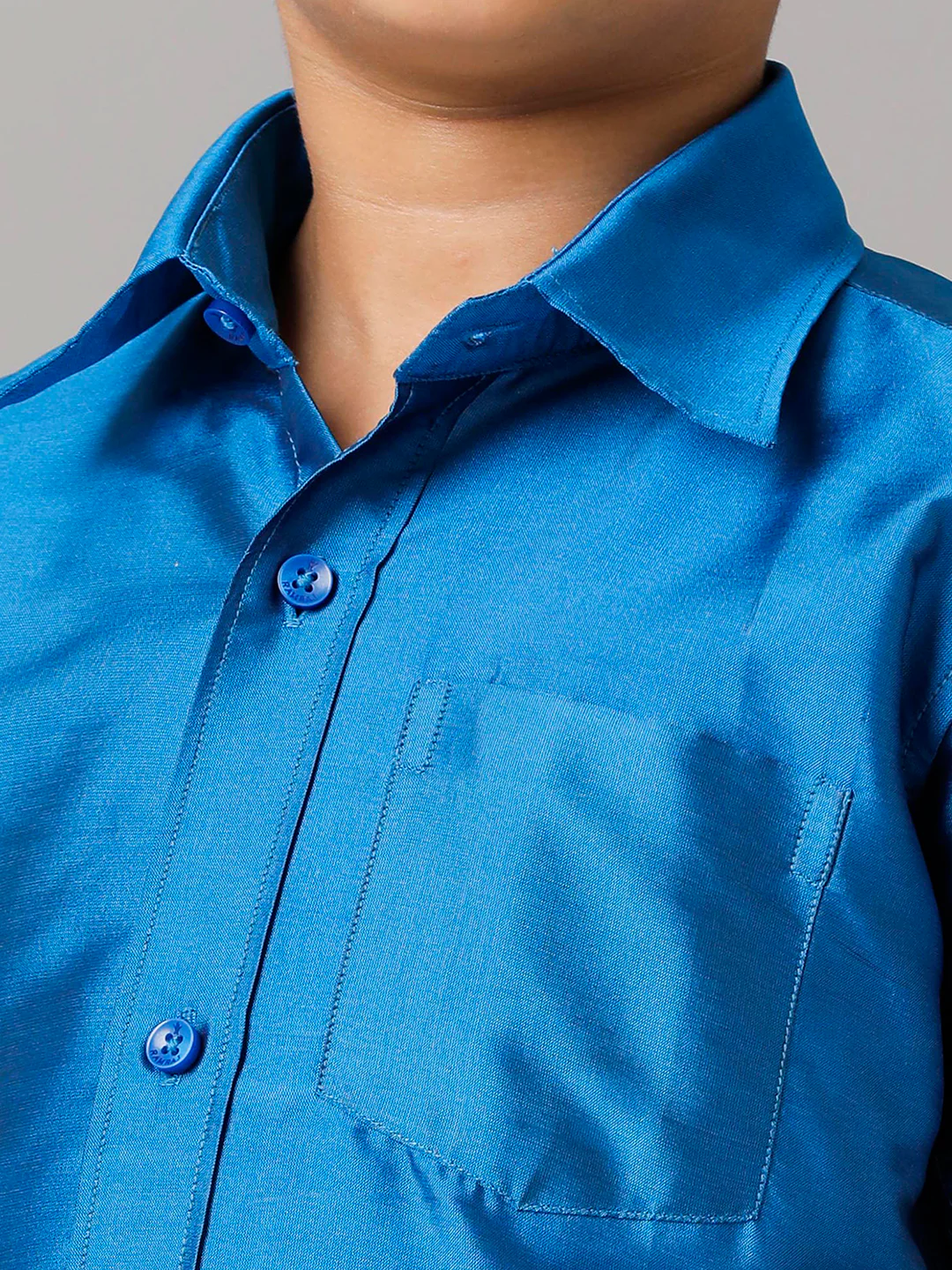 Boys Royal Blue Half Sleeves Shirt with White Dhoti Combo K10 - Image 5