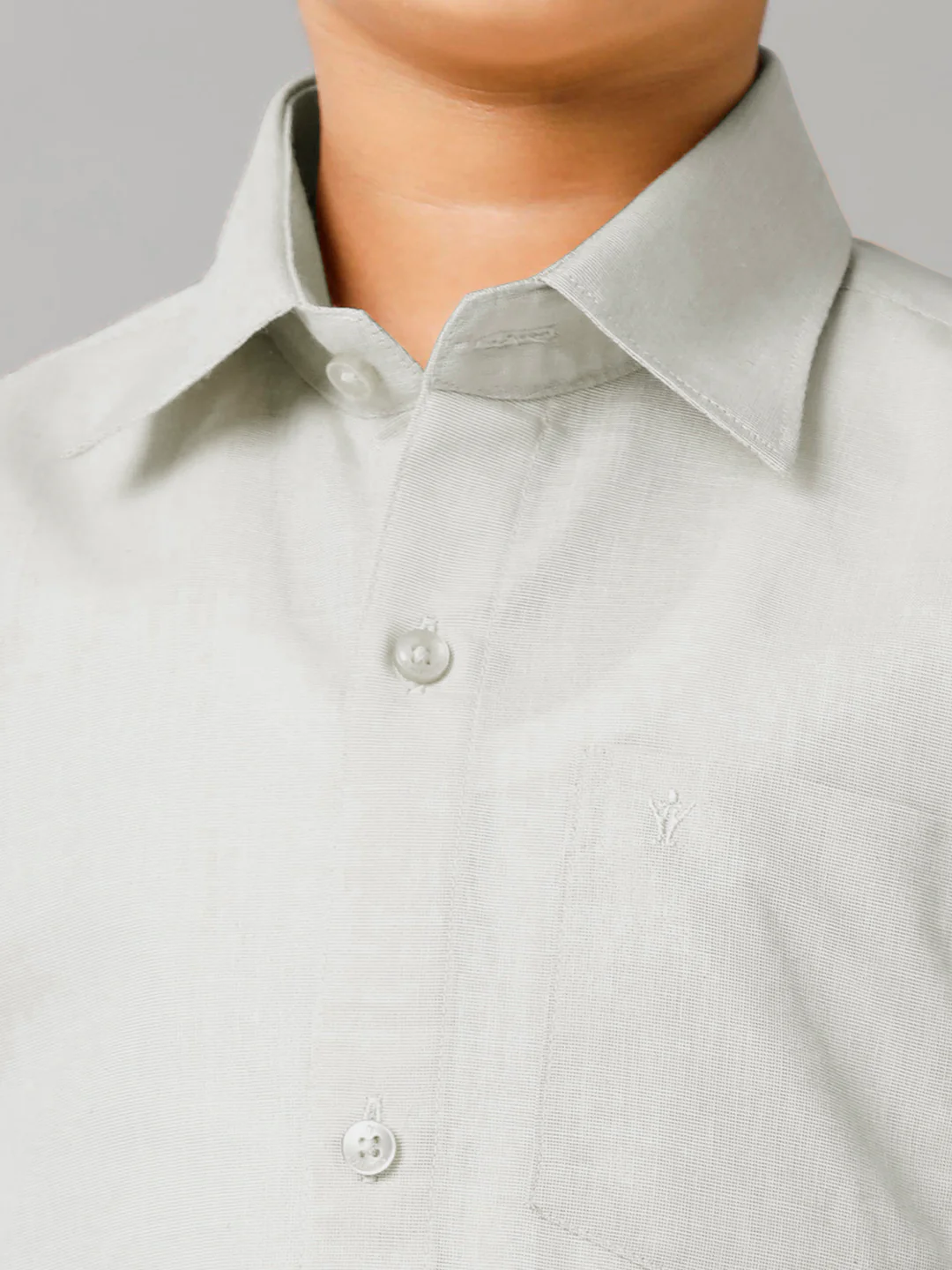 Boys Tissue Jari Half Sleeve Shirt Dhoti Set Sankalpam Steel Grey - Image 4