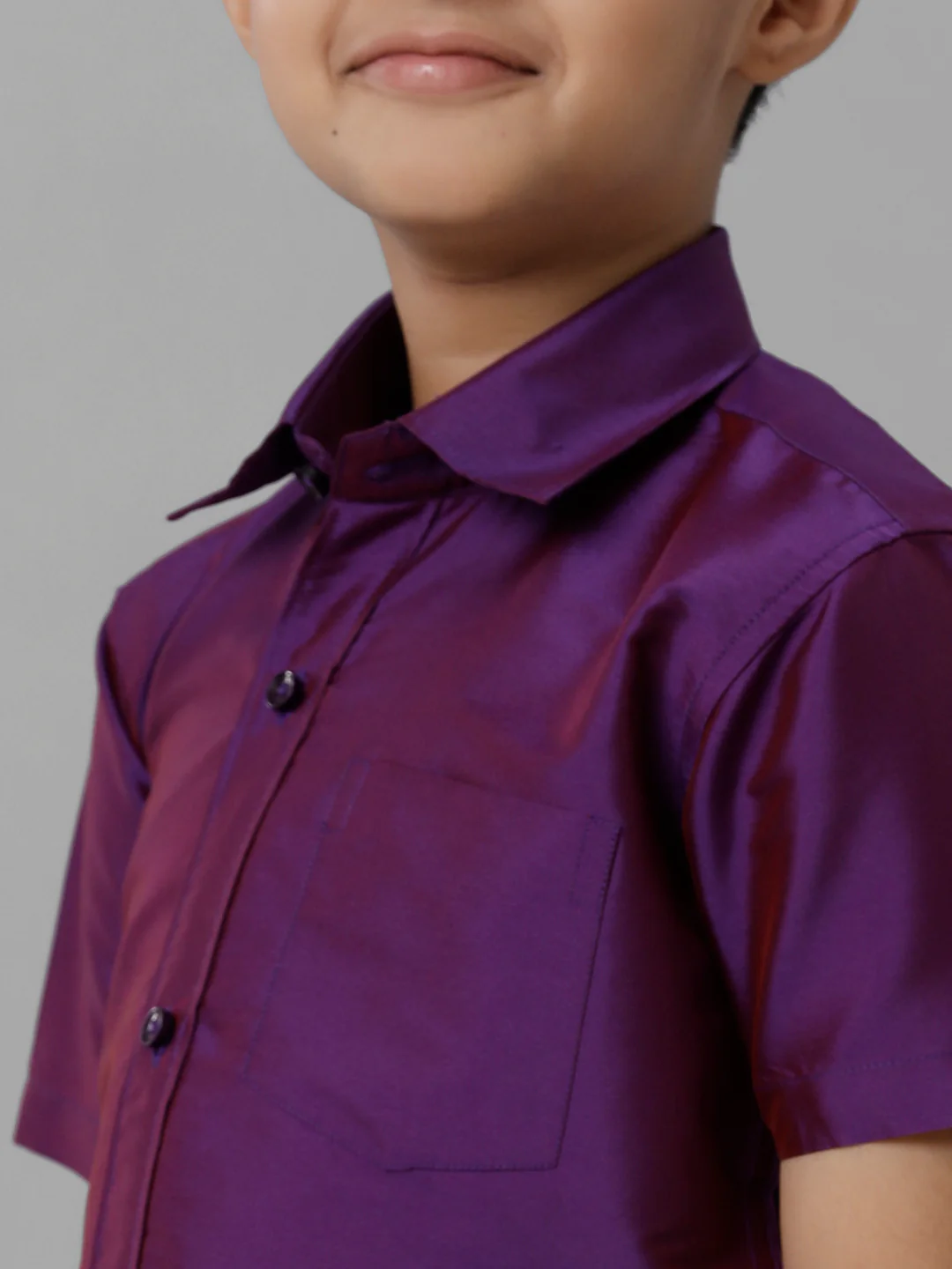 Boys Violet Half Sleeves Shirt with Cream Dhoti Combo K21 - Image 5