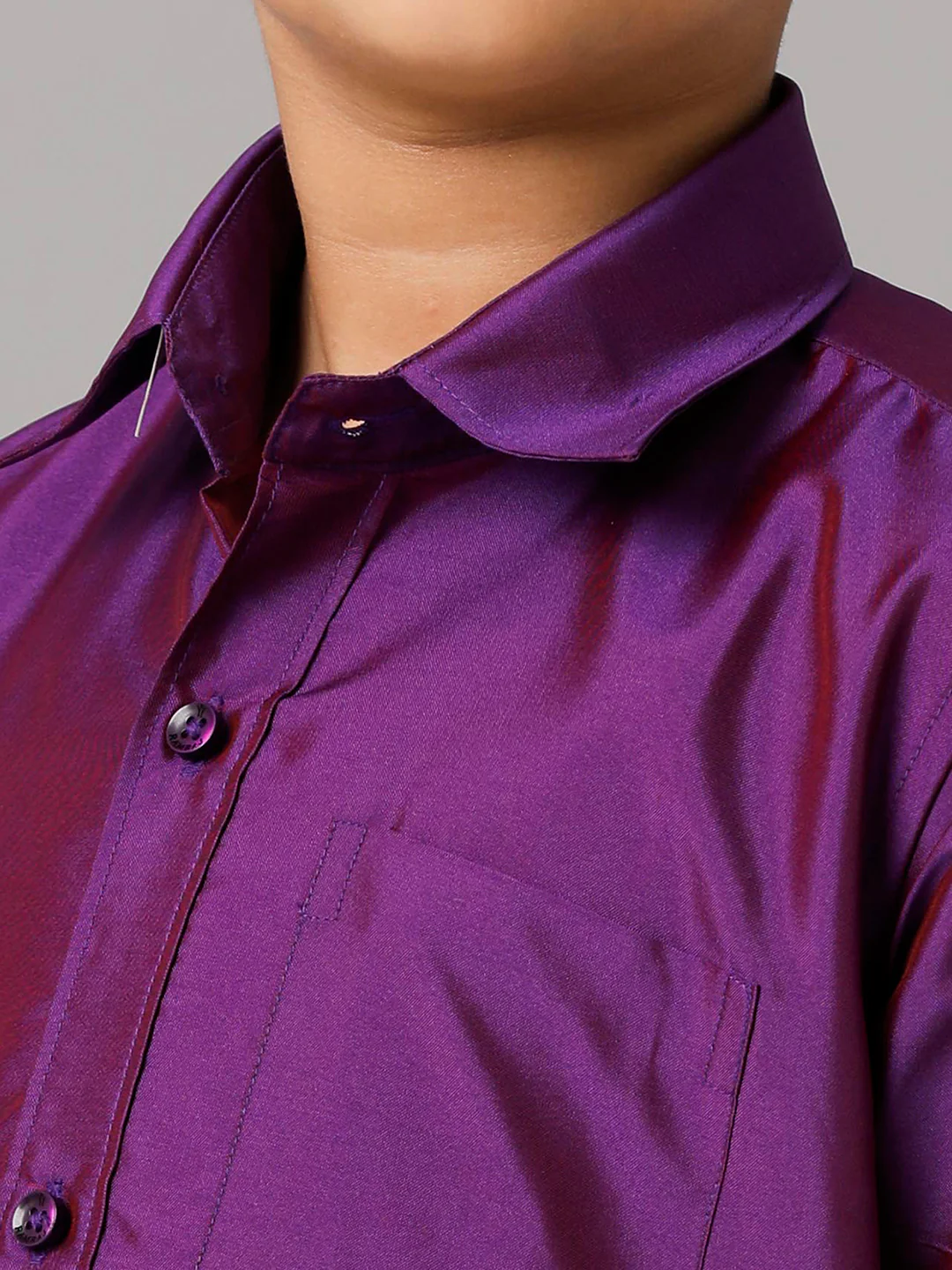 Boys Violet Half Sleeves Shirt with White Dhoti Combo K21 - Image 5