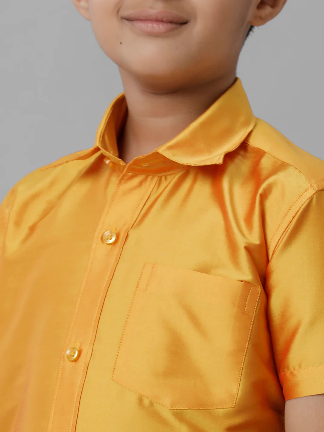 Boys Yellow Half Sleeves Shirt with Cream Dhoti Combo K6 - Image 5