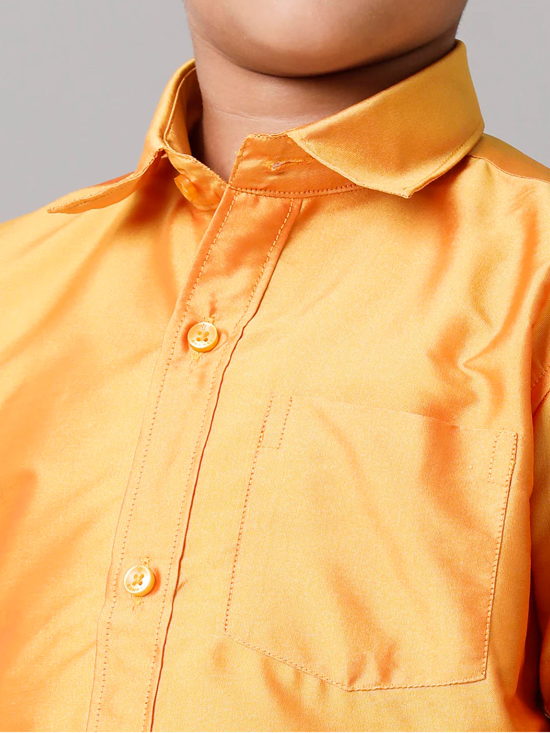 Boys Yellow Half Sleeves Shirt with White Dhoti Combo K6 - Image 5