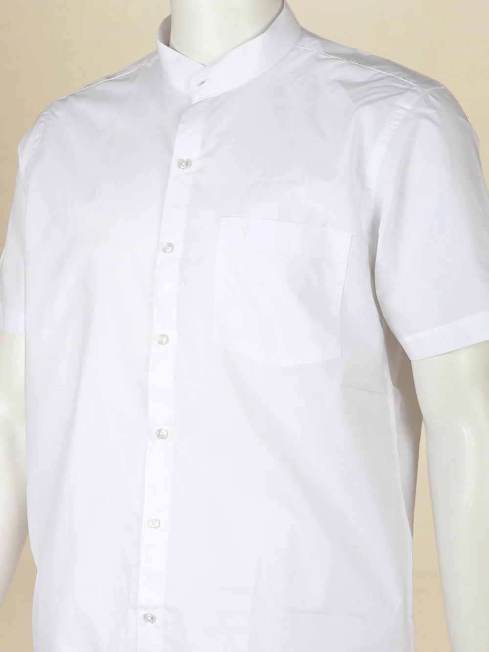 Chinese Collar Cotton White Shirt – Aura | Smart Fit - Image 3
