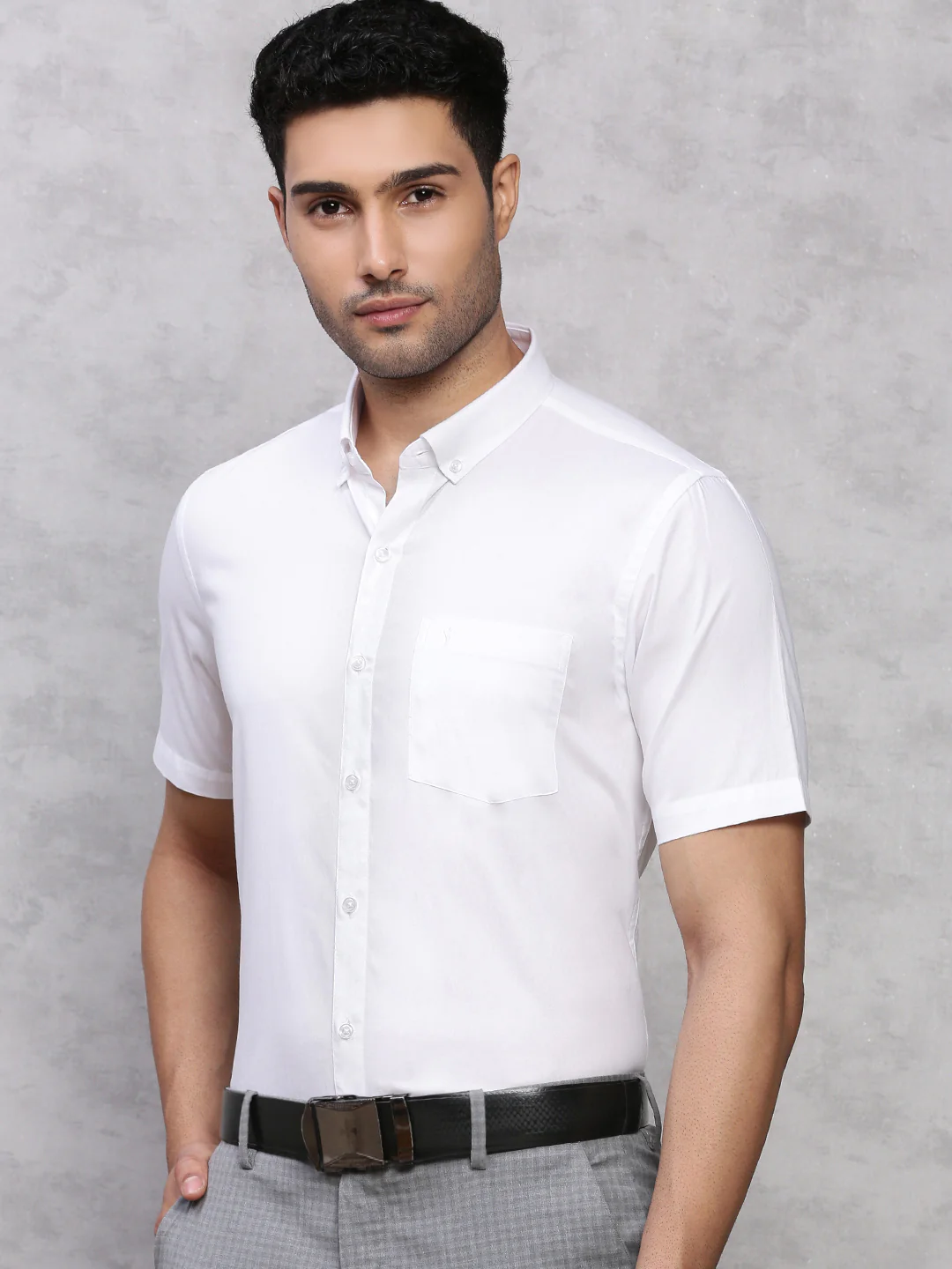 Classic Texture Weave Premium Cotton White Shirt - Oxford - Image 4