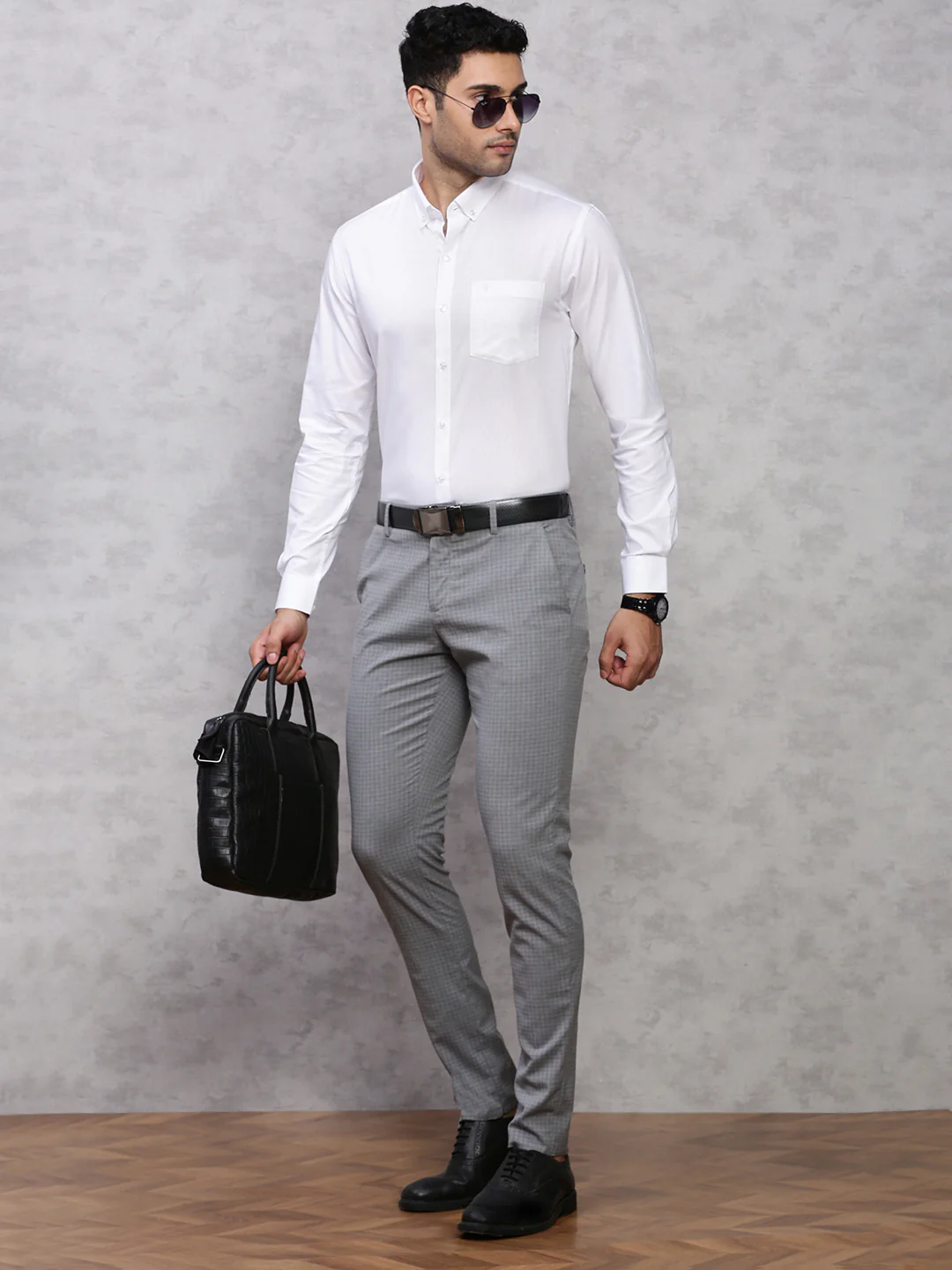 Classic Texture Weave Premium Cotton White Shirt - Oxford - Image 7