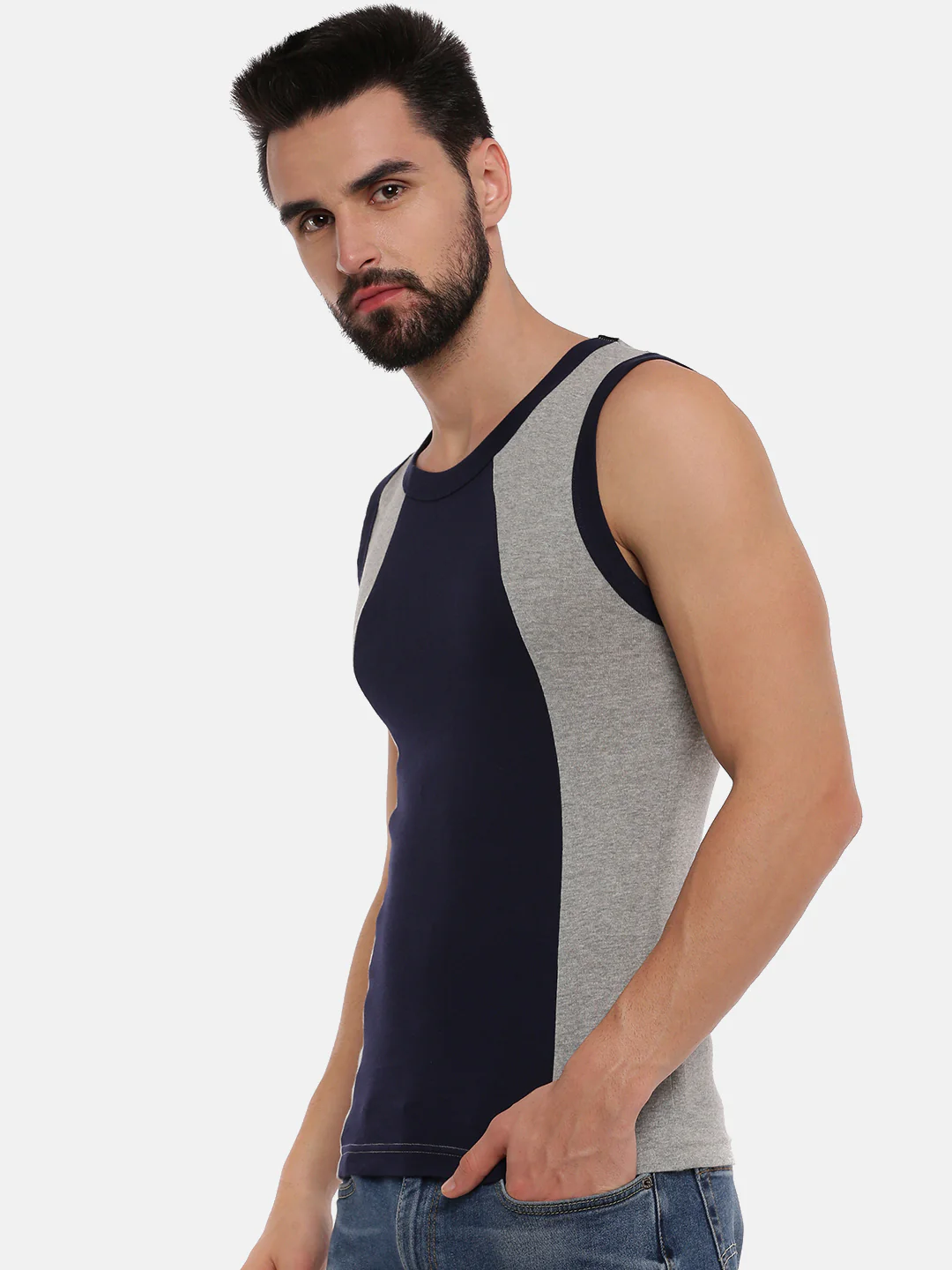Combed Cotton Assorted Colour Gym Vest Archery RNBS 5006 (Pack of 2) - Image 2
