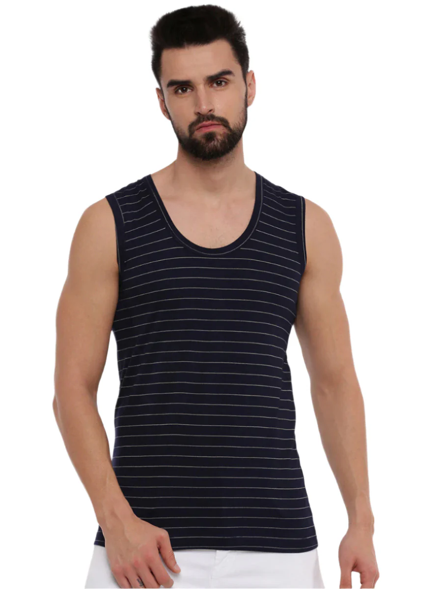 Combed Cotton Assorted Colour Vest RNBS Win Striped (Pack of 2) - Image 11