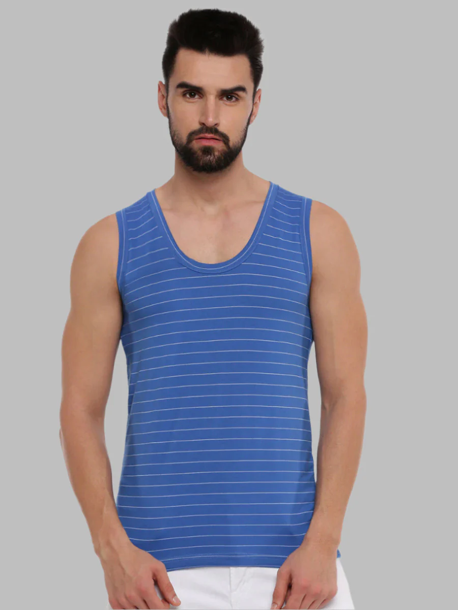 Combed Cotton Assorted Colour Vest RNBS Win Striped (Pack of 2) - Image 2