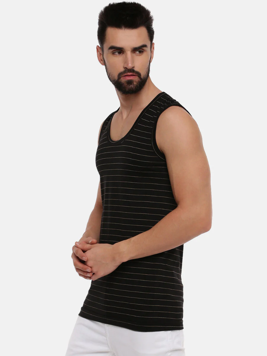 Combed Cotton Assorted Colour Vest RNBS Win Striped (Pack of 2) - Image 5