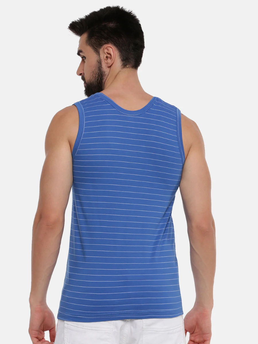 Combed Cotton Assorted Colour Vest RNBS Win Striped (Pack of 2) - Image 6