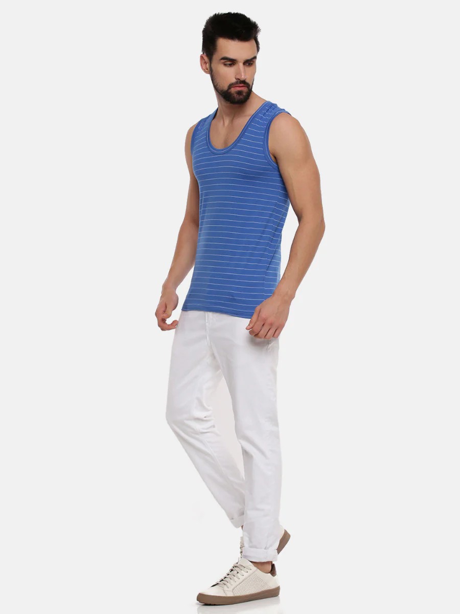 Combed Cotton Assorted Colour Vest RNBS Win Striped (Pack of 2) - Image 8