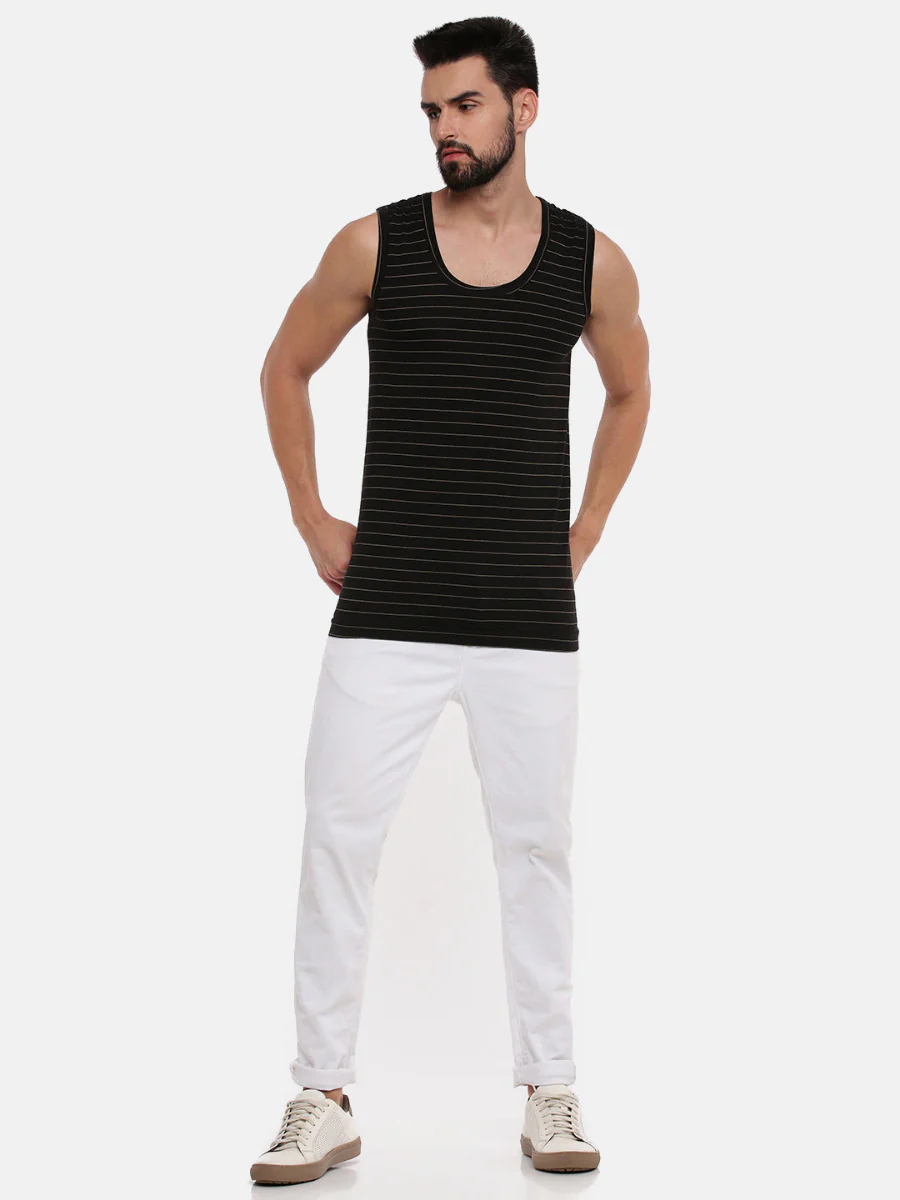 Combed Cotton Assorted Colour Vest RNBS Win Striped (Pack of 2) - Image 9