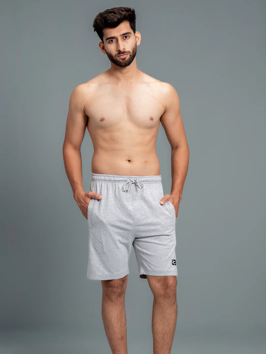 Combed Cotton Rich Agile Shorts Grey Melange AGS1 - Image 2