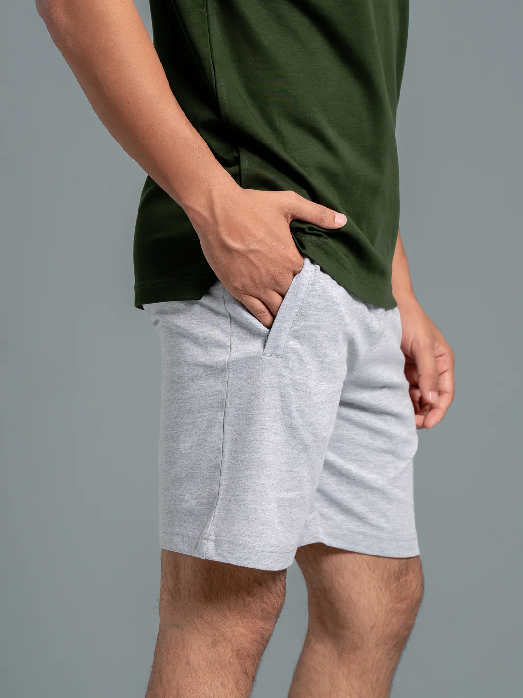 Combed Cotton Rich Agile Shorts Grey Melange AGS1 - Image 6