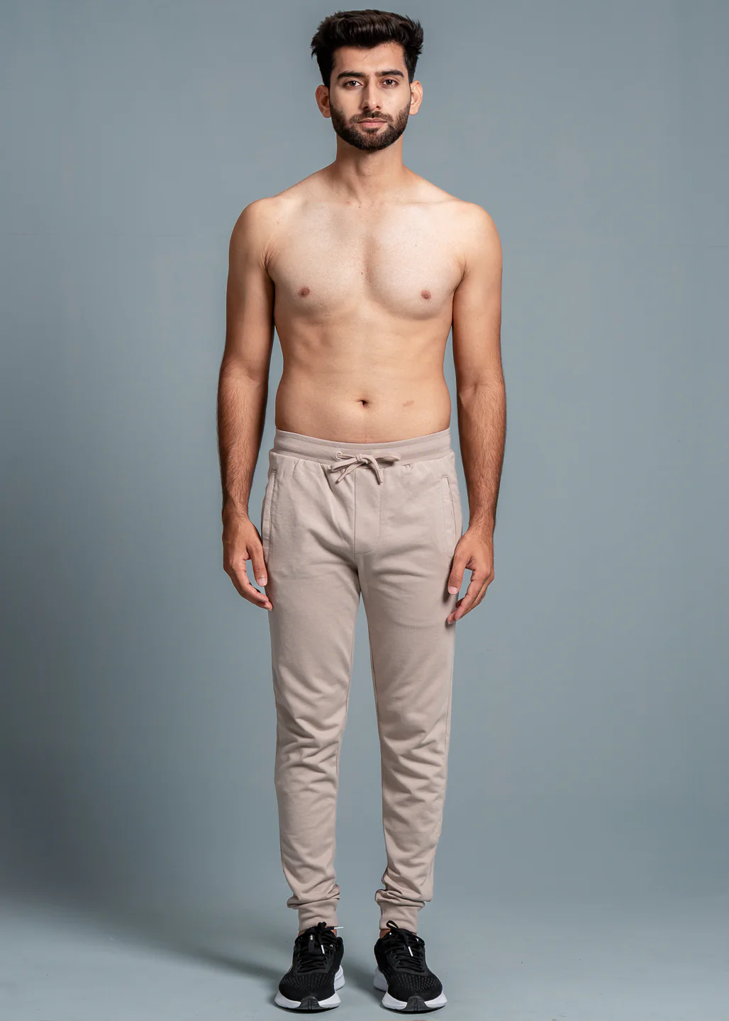 Combed Cotton Rich Jogger with Side Pockets Beige EJ7 - Image 2