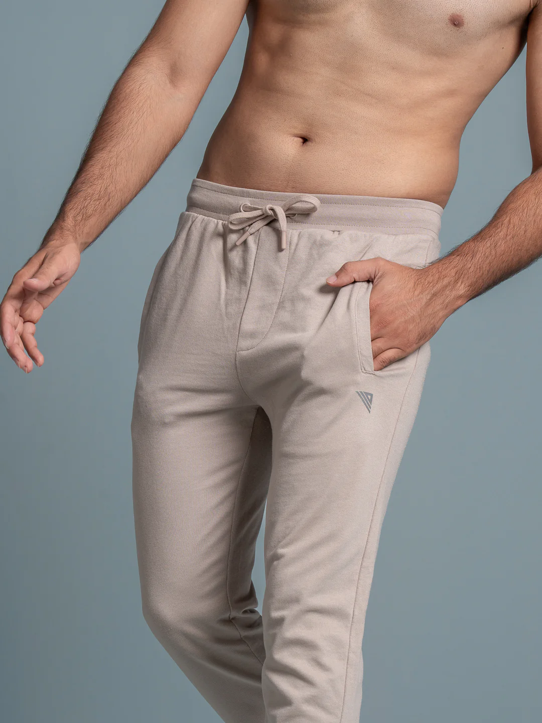 Combed Cotton Rich Jogger with Side Pockets Beige EJ7 - Image 3