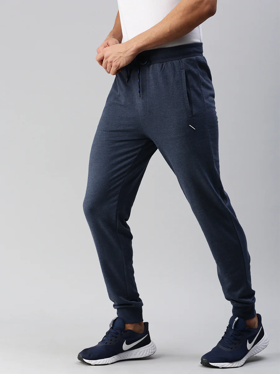 Combed Cotton Rich Jogger with Side Pockets Blue Melange JP5