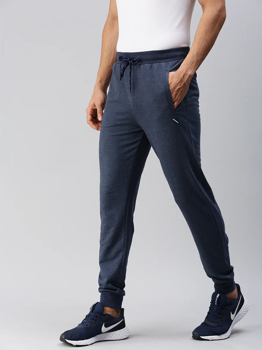 Combed Cotton Rich Jogger with Side Pockets Blue Melange JP5 - Image 2